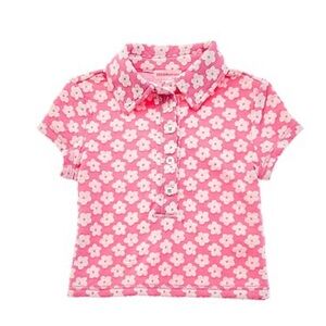 Design History NWT Sz S Girls' Pink & White Floral Polo Shirt